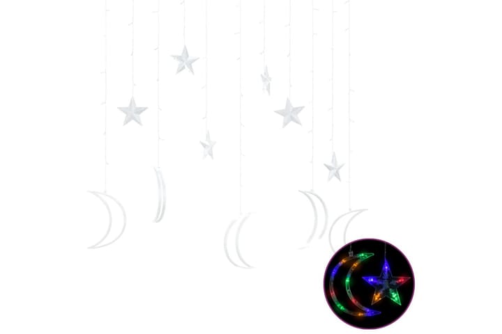 Ljusgardin stjärnor och månar fjärrkontroll 138 LED flerfärg - Svart - Belysning - Dekorationsbelysning