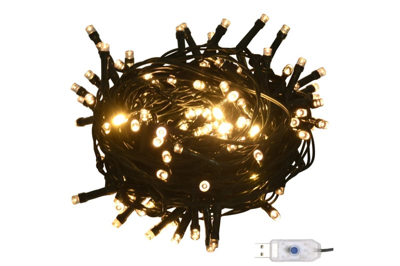 Ljusslinga med 150 LED varmvit 15 m PVC - Vit - Belysning - Dekorationsbelysning - Dekorationsbelysning inomhus - Ljusslinga inomhus