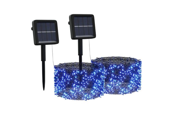 Soldriven ljusslinga 2 st 2x200 lysdioder blå inne/ute - Blå - Belysning - Dekorationsbelysning