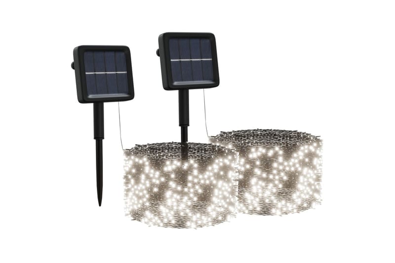 Soldriven ljusslinga 2 st 2x200 lysdioder kallvit inne/ute - Vit - Belysning - Dekorationsbelysning