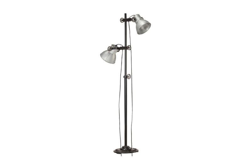 Golvlampa med 2 lampskärmar silver E27 gjutjärn - Silver - Belysning - Lampor & belysning inomhus - Golvlampa