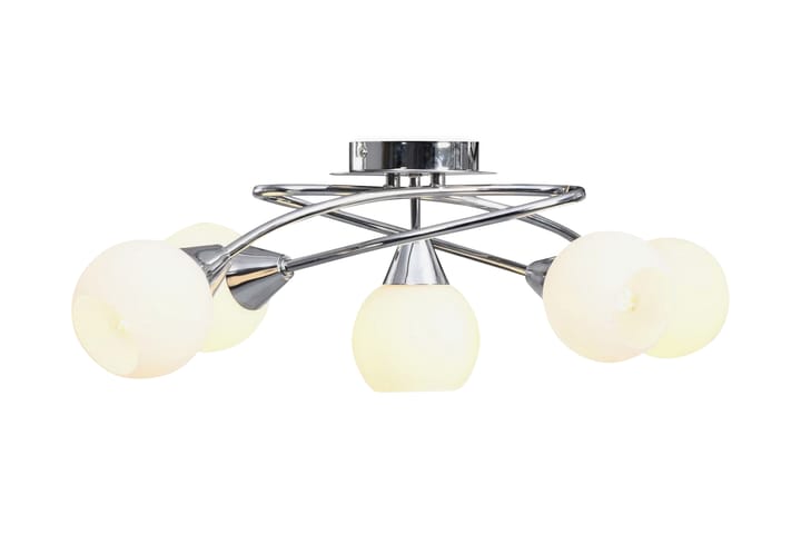 Taklampa med keramikskärmar för 5 E14-lampor vit klot - Vit - Belysning - Inomhusbelysning & Lampor - Plafond