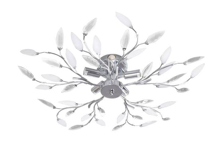 Taklampa 5-armad E14 med kristallöv vit/transparent - Vit - Belysning - Lampor & belysning inomhus - Taklampa & takbelysning