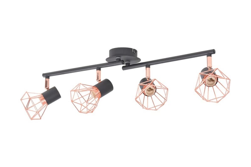 Taklampa med 4 spotlights E14 svart och koppar - Svart - Belysning - Lampor & belysning inomhus - Taklampa & takbelysning