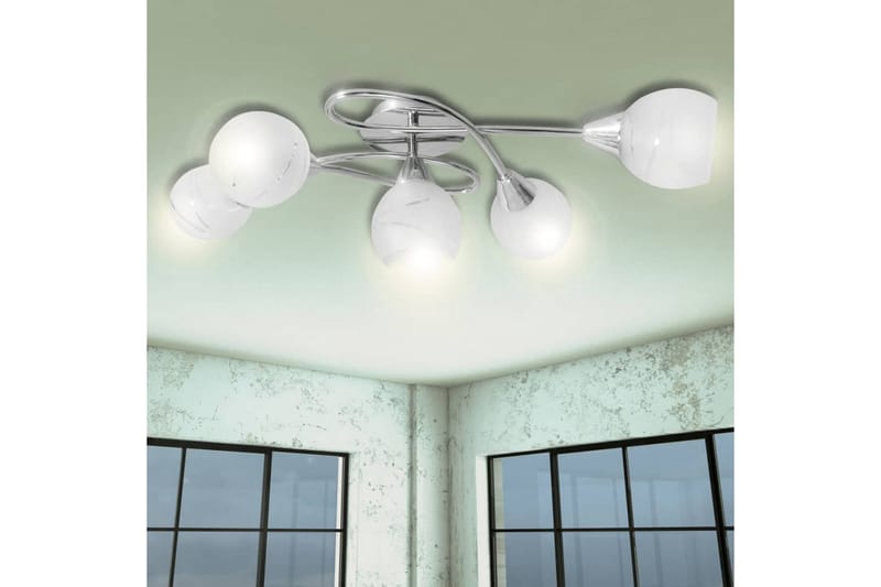 Taklampa med ovala glaskupor för 5 E14-lampor - Vit - Belysning - Lampor & belysning inomhus - Taklampa & takbelysning
