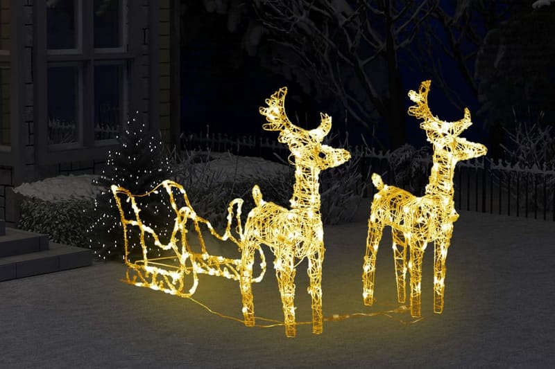 Juldekoration renar & släde 160 LED 130 cm akryl - Vit - Belysning - Julbelysning - Övrig julbelysning