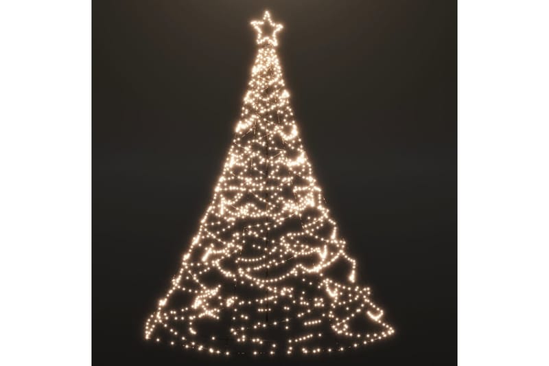 Julgran med metallstång 500 LED varm vit 3 m - Vit - Belysning - Julbelysning - Julbelysning utomhus
