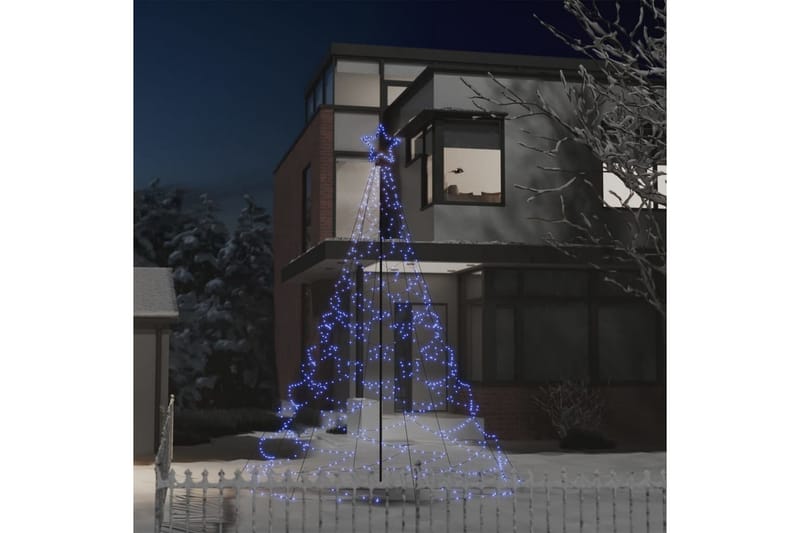 Julgran med metallstång 500 LEDs blå 3 m - Blå - Belysning - Julbelysning - Julbelysning utomhus