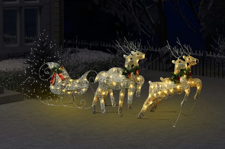 Renar & släde juldekoration 100 LED utomhus guld - be Basic - Belysning - Julbelysning - Julbelysning utomhus