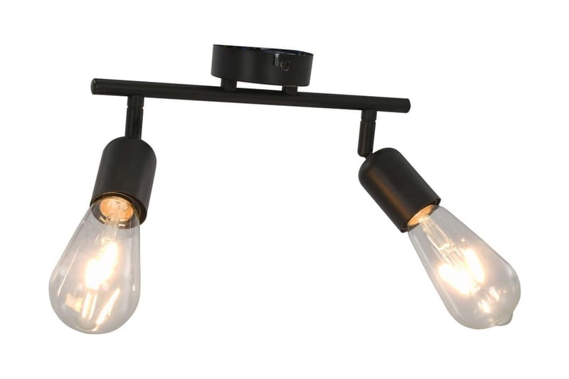 Spotlight med 2 lampor och glödlampor 2 W svart E27 - Svart - Belysning - Spotlights & downlights - Spotlight skena