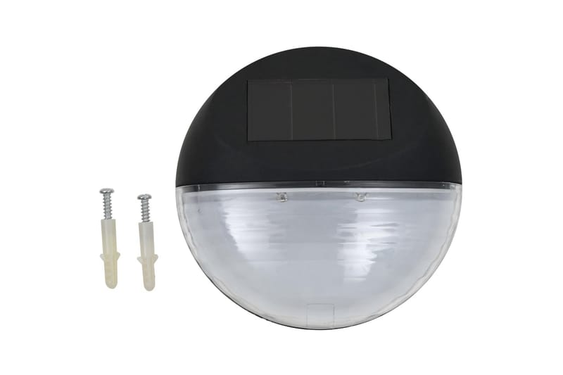 Soldrivna vägglampor 24 st LED runda svart - Svart - Belysning - Utelampor & utomhusbelysning - Fasadbelysning
