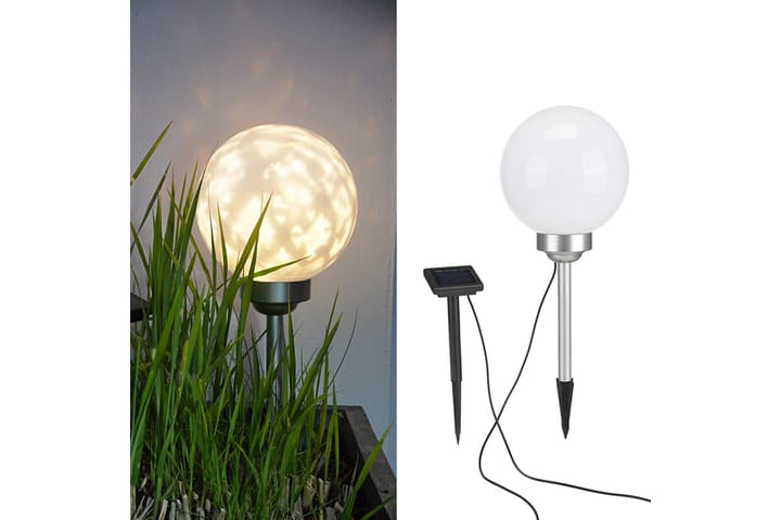 HI Soldriven LED roterande trädgårdsklot 20 cm - Vit - Belysning - Dekorationsbelysning - Dekorationsbelysning utomhus - LED belysning utomhus