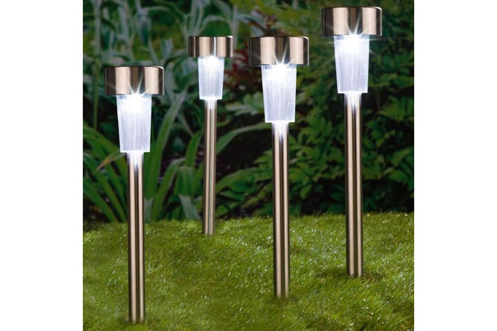 HI Trädgårdsbelysning solcell LED 4-pack rostfritt stål 36 c - Silver - Belysning - Utelampor & utomhusbelysning - Solcellsbelysning
