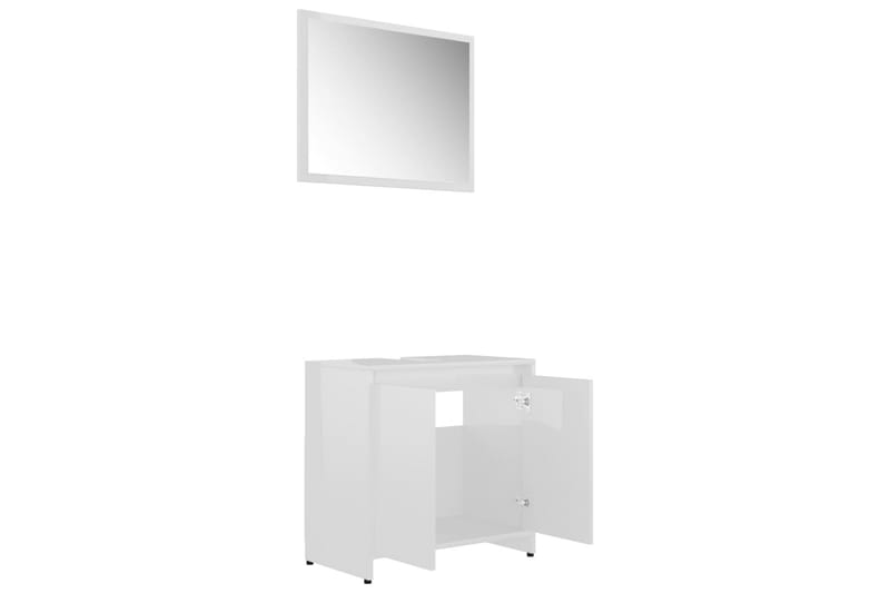 Badrumsmöbler 3 delar vit högglans spånskiva - Vit - Förvaring - Badrumsförvaring - Kompletta möbelpaket