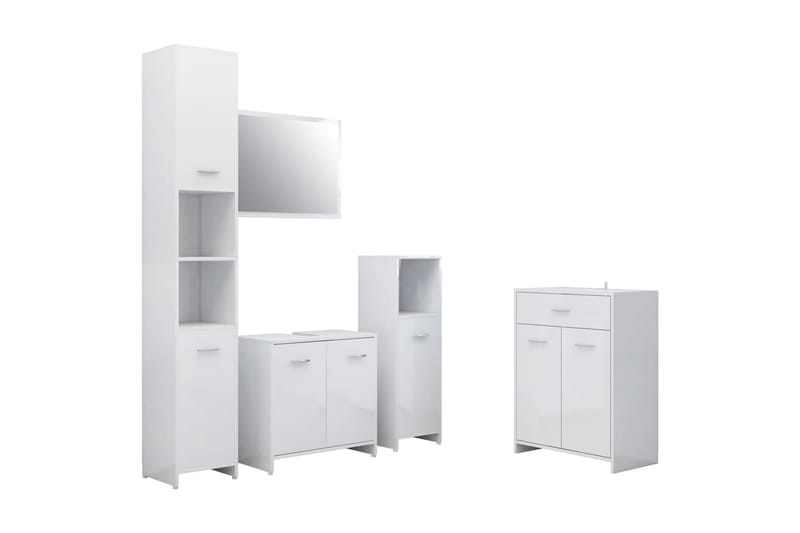 Badrumsmöbler 4 delar vit högglans - Vit - Förvaring - Badrumsförvaring - Kompletta möbelpaket