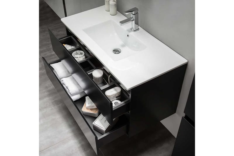Möbelpaket Bathlife Eufori med Spegel 1000 - Svart - Förvaring - Badrumsförvaring - Kompletta möbelpaket