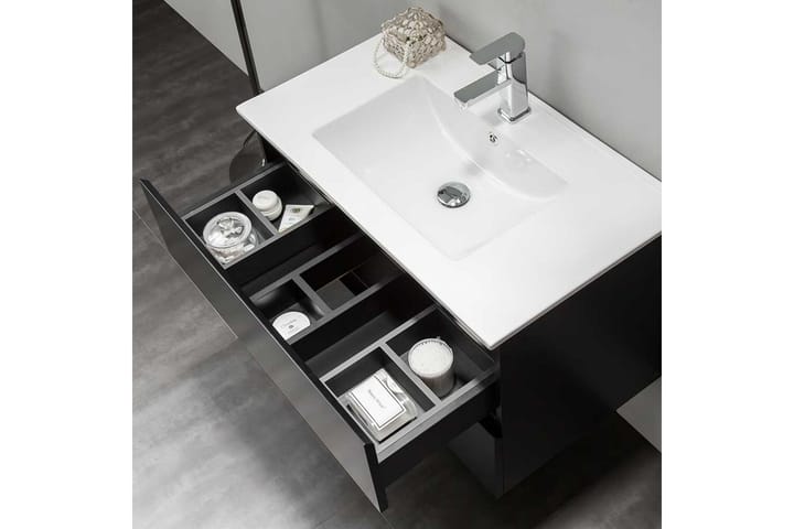Möbelpaket Bathlife Eufori med Spegel 800 - Svart - Förvaring - Badrumsförvaring - Kompletta möbelpaket