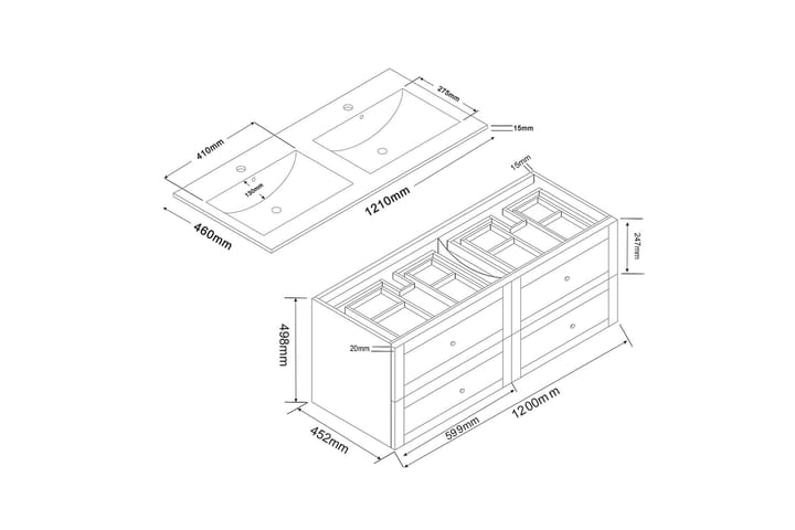 Möbelpaket Salig med Roa Spegel - Vit - Förvaring - Badrumsförvaring - Kompletta möbelpaket