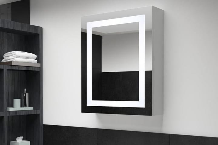 Badrumsskåp med spegel LED 50x13x70 cm - Vit - Förvaring - Badrumsförvaring - Spegelskåp