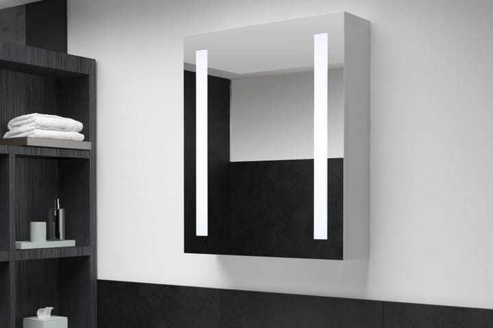 Badrumsskåp med spegel LED 50x13x70 cm - Vit - Förvaring - Badrumsförvaring - Spegelskåp