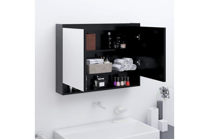 Spegelskåp för badrum antracit 80x15x60 cm MDF - Grå - Förvaring - Badrumsförvaring - Spegelskåp