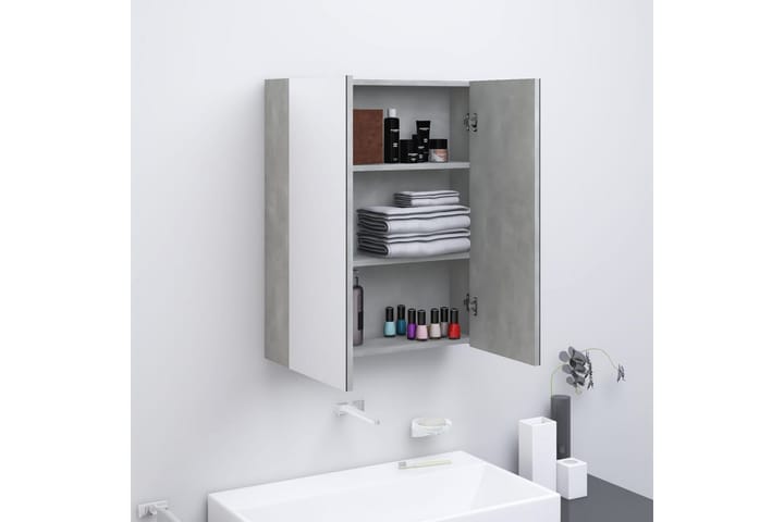 Spegelskåp för badrum betonggrå 60x15x75 cm MDF - Grå - Förvaring - Badrumsförvaring - Spegelskåp
