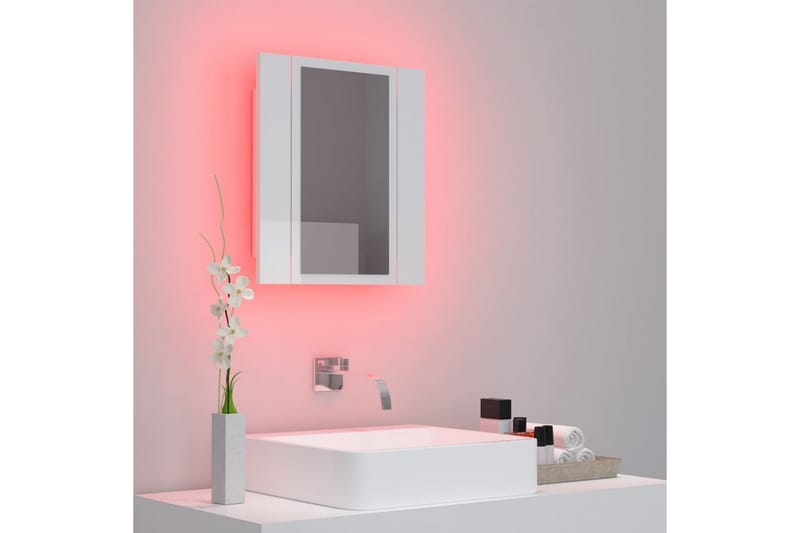 Spegelskåp för badrum LED vit högglans 40x12x45 cm - Vit - Förvaring - Badrumsförvaring