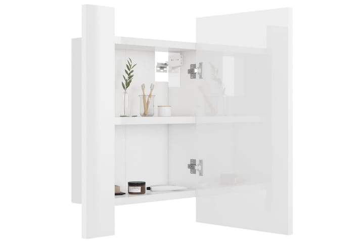 Spegelskåp för badrum LED vit högglans 40x12x45 cm - Vit - Förvaring - Badrumsförvaring - Spegelskåp