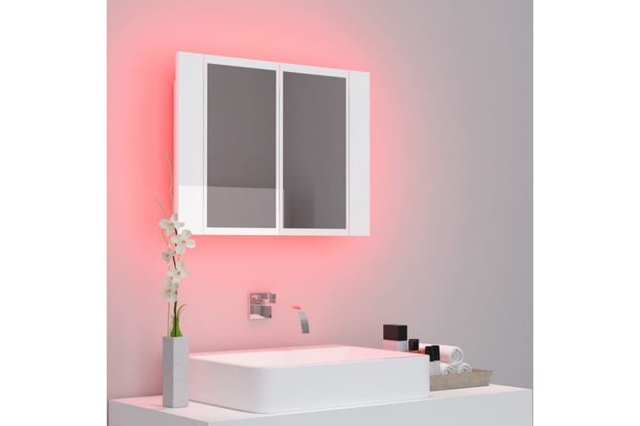 Spegelskåp för badrum LED vit högglans 60x12x45 cm - Vit - Förvaring - Badrumsförvaring - Spegelskåp