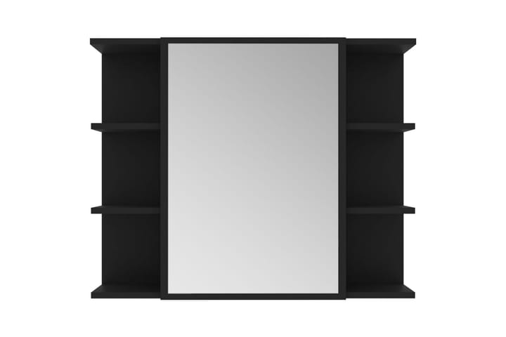 Spegelskåp för badrum svart 80x20,5x64 cm spånskiva - Svart - Förvaring - Badrumsförvaring - Spegelskåp
