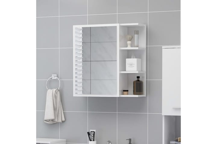 Spegelskåp för badrum vit högglans 62,5x20,5x64 cm spånskiva