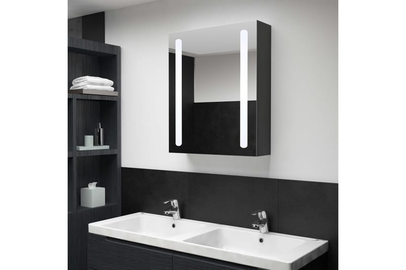 Spegelskåp med LED 50x13x70 cm - Grå - Förvaring - Badrumsförvaring - Spegelskåp