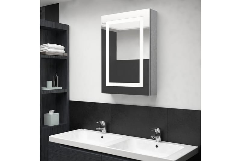 Spegelskåp med LED betonggrå 50x13x70 cm - Grå - Förvaring - Badrumsförvaring - Spegelskåp