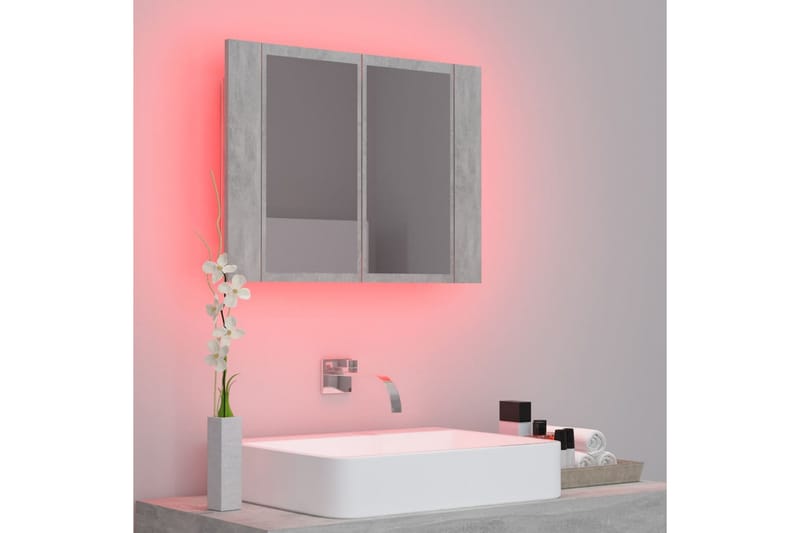 Spegelskåp med LED betonggrå 60x12x45 cm - Grå - Förvaring - Badrumsförvaring - Spegelskåp