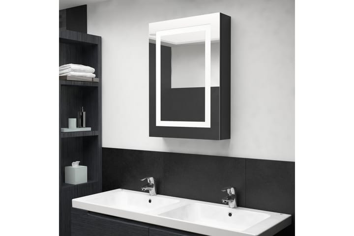 Spegelskåp med LED blank svart 50x13x70 cm - Svart - Förvaring - Badrumsförvaring - Spegelskåp