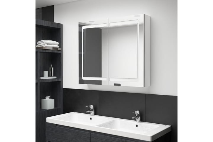 Spegelskåp med LED blank vit 80x12x68 cm - Vit - Förvaring - Badrumsförvaring - Spegelskåp