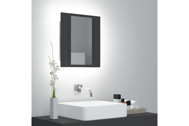 Spegelskåp med LED grå 40x12x45 cm - Grå - Förvaring - Badrumsförvaring - Spegelskåp