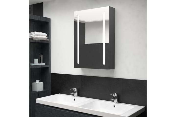 Spegelskåp med LED grå 50x13x70 cm - Grå - Förvaring - Badrumsförvaring - Spegelskåp