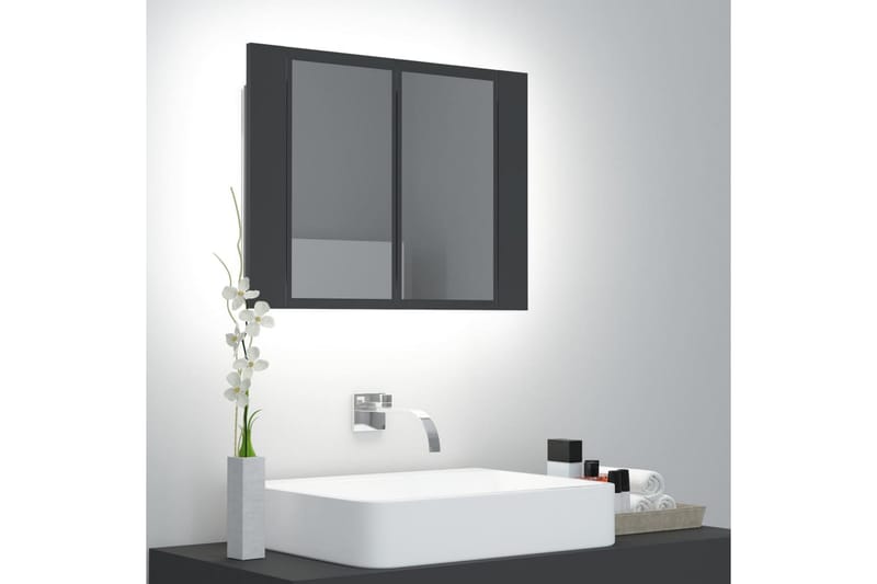 Spegelskåp med LED grå 60x12x45 cm - Grå - Förvaring - Badrumsförvaring - Spegelskåp