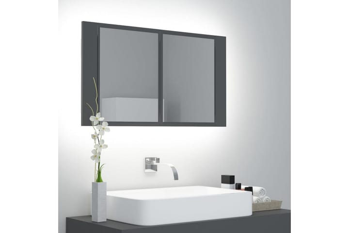 Spegelskåp med LED grå 80x12x45 cm - Grå - Förvaring - Badrumsförvaring - Spegelskåp