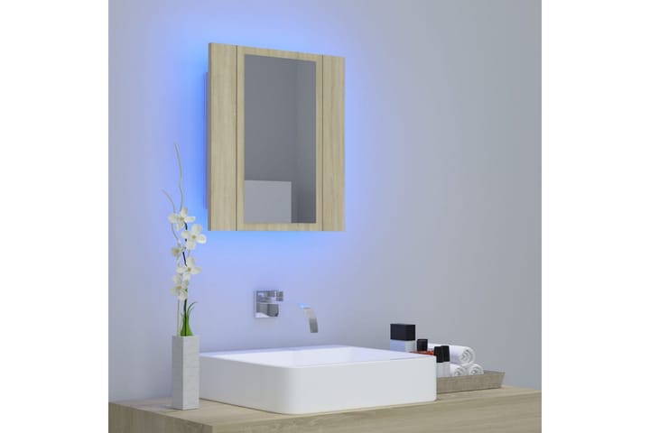 Spegelskåp med LED sonoma-ek 40x12x45 cm - Brun - Förvaring - Badrumsförvaring - Spegelskåp