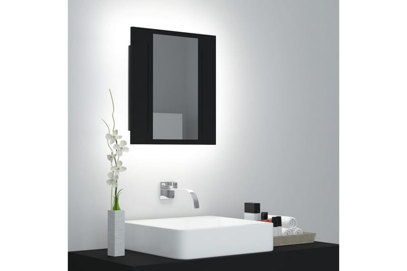 Spegelskåp med LED svart 40x12x45 cm - Svart - Förvaring - Badrumsförvaring - Spegelskåp