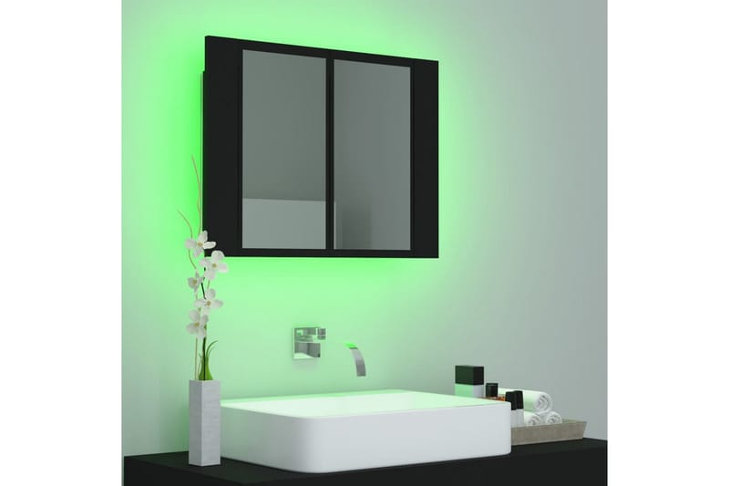 Spegelskåp med LED svart 60x12x45 cm - Svart - Förvaring - Badrumsförvaring - Spegelskåp