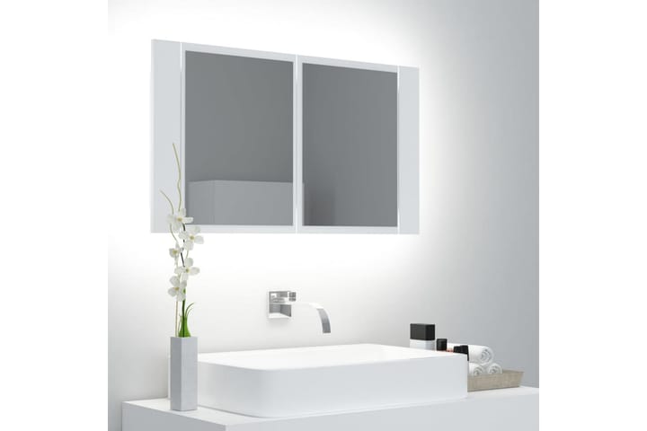 Spegelskåp med LED vit 80x12x45 cm - Vit - Förvaring - Badrumsförvaring - Spegelskåp