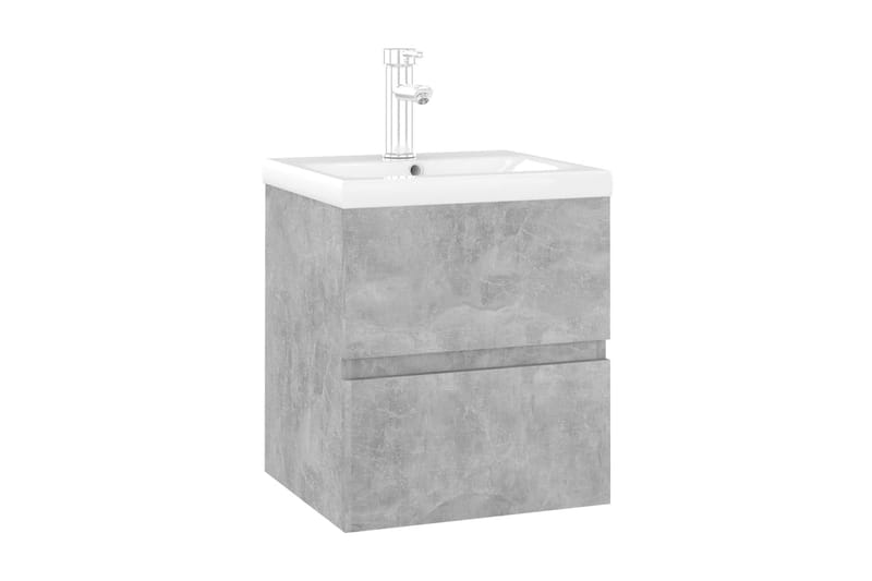 Badrumsskåp med inbyggt handfat betonggrå spånskiva - Grå - Förvaring - Badrumsförvaring - Tvättställsskåp & kommod