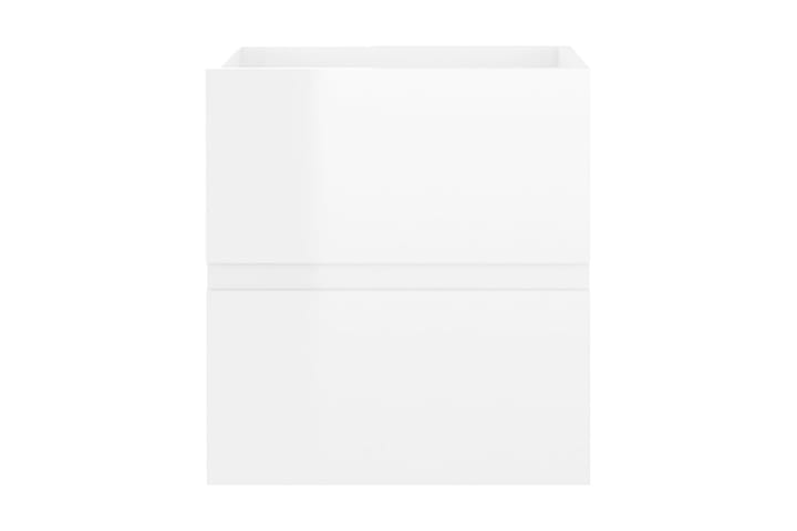 Badrumsskåp med inbyggt handfat vit högglans spånskiva - Vit - Förvaring - Badrumsförvaring - Tvättställsskåp & kommod