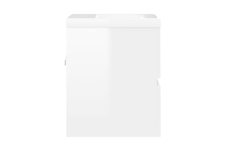 Badrumsskåp med inbyggt handfat vit högglans spånskiva - Vit - Förvaring - Badrumsförvaring - Tvättställsskåp & kommod