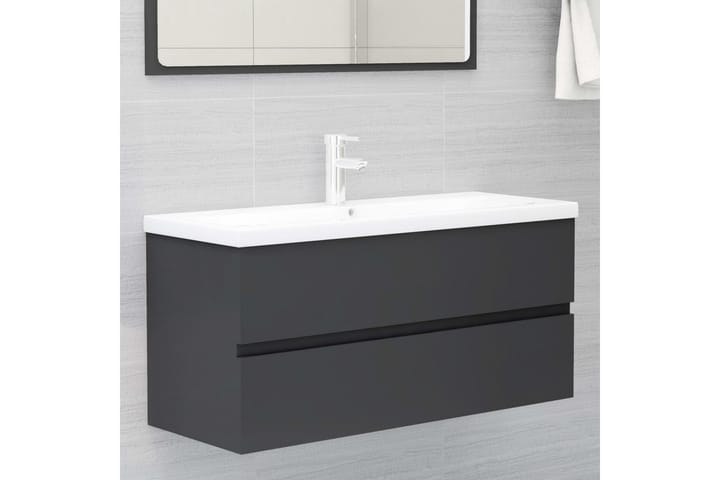 Tvättställsskåp grå 100x38,5x45 cm spånskiva - Grå - Förvaring - Badrumsförvaring - Tvättställsskåp & kommod