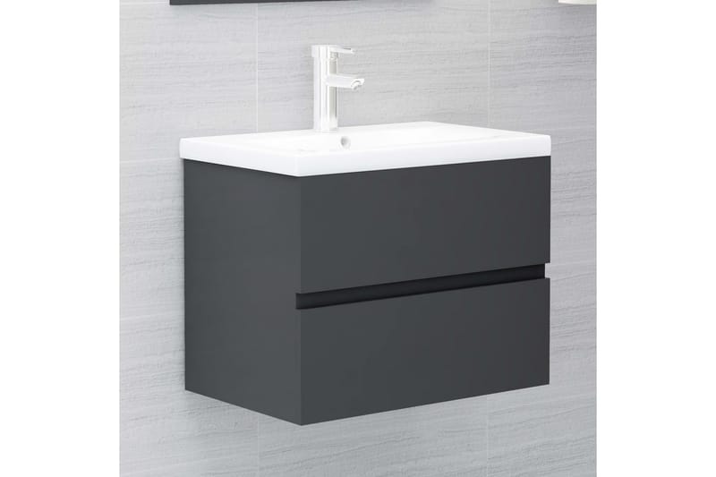 Tvättställsskåp grå 60x38,5x45 cm spånskiva - Grå - Förvaring - Badrumsförvaring - Tvättställsskåp & kommod