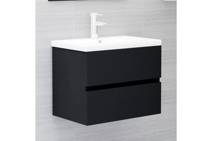 Tvättställsskåp svart 60x38,5x45 cm spånskiva - Svart - Förvaring - Badrumsförvaring - Tvättställsskåp & kommod